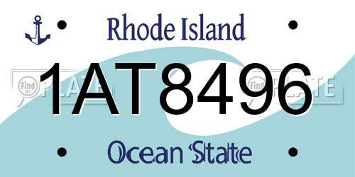 1AT8496 Rhode Island License Plate