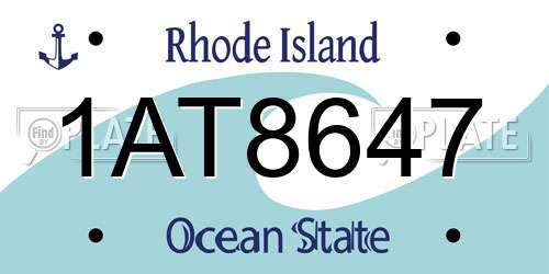 1AT8647 Rhode Island License Plate