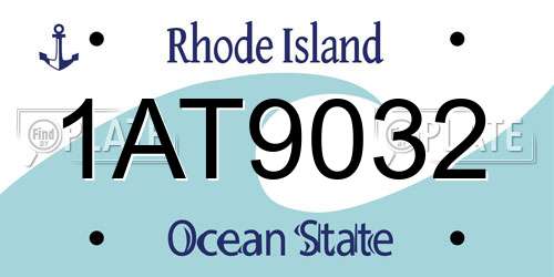 1AT9032 Rhode Island License Plate