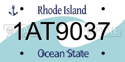 1AT9037 Rhode Island License Plate