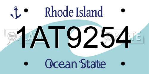 1AT9254 Rhode Island License Plate