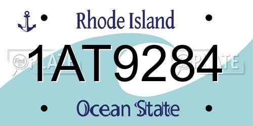1AT9284 Rhode Island License Plate
