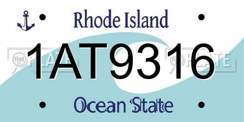 1AT9316 Rhode Island License Plate