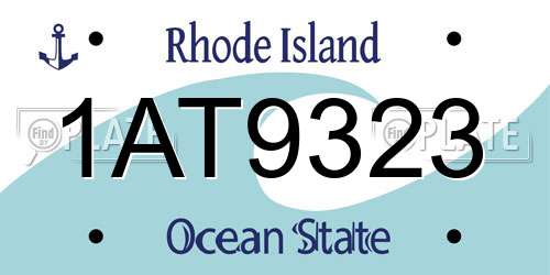 1AT9323 Rhode Island License Plate