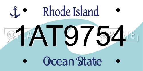 1AT9754 Rhode Island License Plate