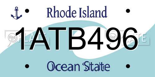 1ATB496 Rhode Island License Plate
