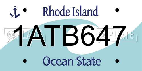 1ATB647 Rhode Island License Plate