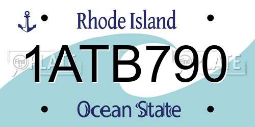 1ATB790 Rhode Island License Plate