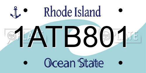 1ATB801 Rhode Island License Plate