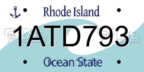 1ATD793 Rhode Island License Plate