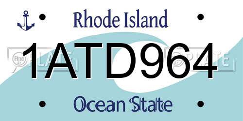 1ATD964 Rhode Island License Plate
