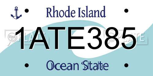 1ATE385 Rhode Island License Plate