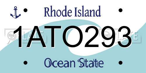 1ATO293 Rhode Island License Plate