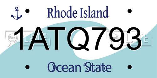 1ATQ793 Rhode Island License Plate