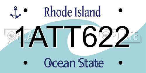 1ATT622 Rhode Island License Plate