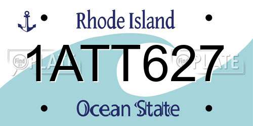 1ATT627 Rhode Island License Plate