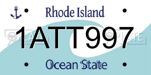 1ATT997 Rhode Island License Plate
