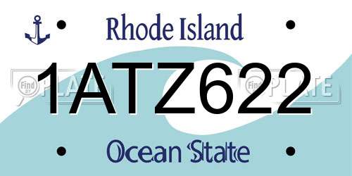 1ATZ622 Rhode Island License Plate