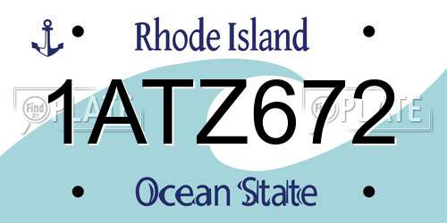 1ATZ672 Rhode Island License Plate