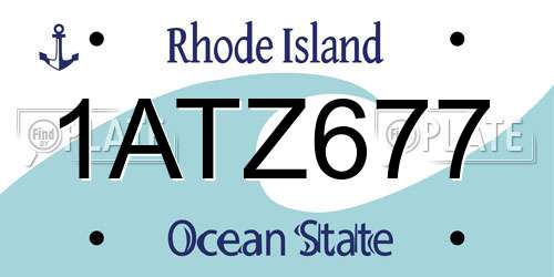 1ATZ677 Rhode Island License Plate