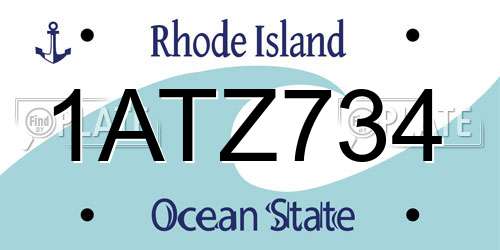 1ATZ734 Rhode Island License Plate