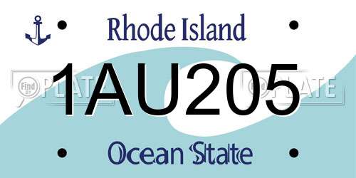 1AU205 Rhode Island License Plate