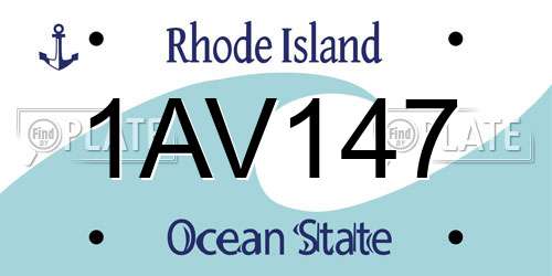1AV147 Rhode Island License Plate