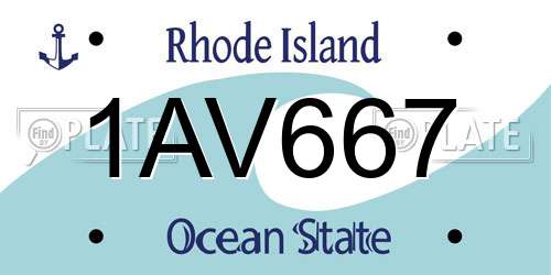 1AV667 Rhode Island License Plate