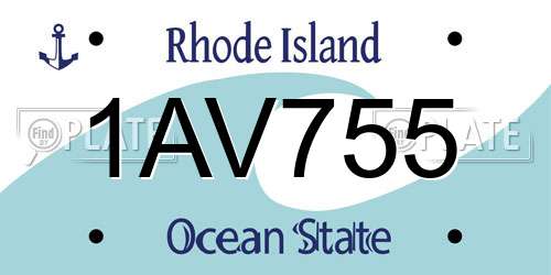 1AV755 Rhode Island License Plate