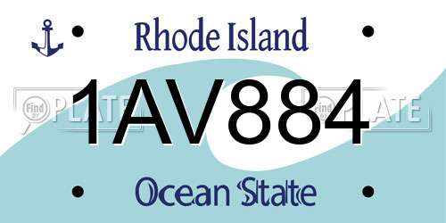 1AV884 Rhode Island License Plate