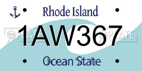 1AW367 Rhode Island License Plate