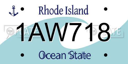 1AW718 Rhode Island License Plate