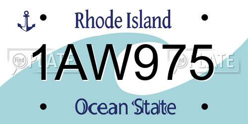 1AW975 Rhode Island License Plate