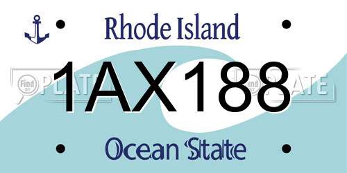 1AX188 Rhode Island License Plate
