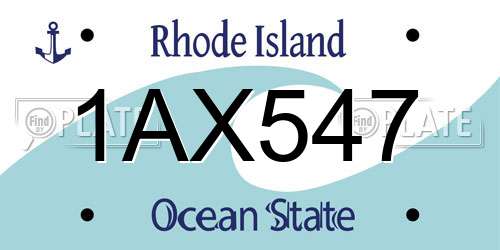 1AX547 Rhode Island License Plate
