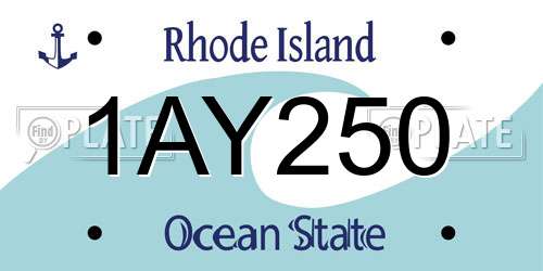 1AY250 Rhode Island License Plate