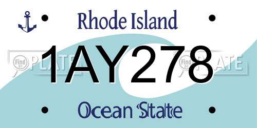 1AY278 Rhode Island License Plate