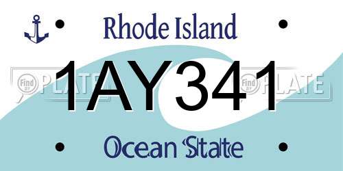 1AY341 Rhode Island License Plate