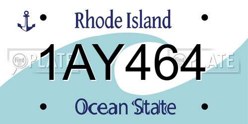1AY464 Rhode Island License Plate