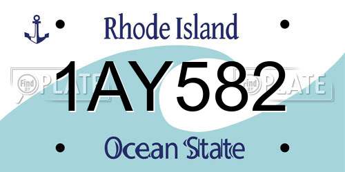 1AY582 Rhode Island License Plate