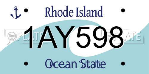 1AY598 Rhode Island License Plate