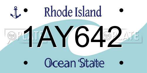 1AY642 Rhode Island License Plate