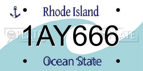 1AY666 Rhode Island License Plate