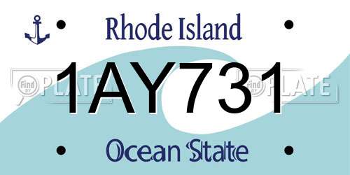 1AY731 Rhode Island License Plate