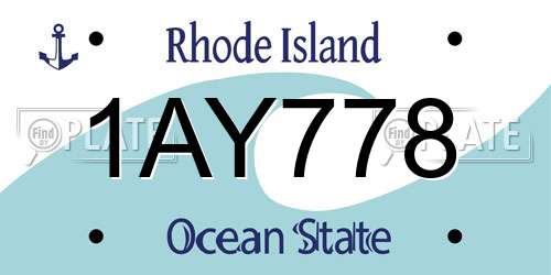 1AY778 Rhode Island License Plate