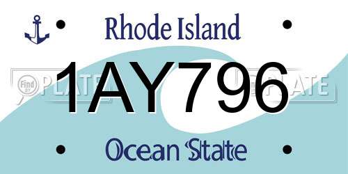 1AY796 Rhode Island License Plate