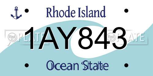 1AY843 Rhode Island License Plate