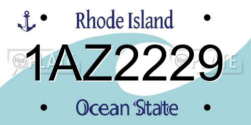 1AZ2229 Rhode Island License Plate
