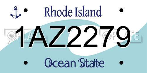 1AZ2279 Rhode Island License Plate