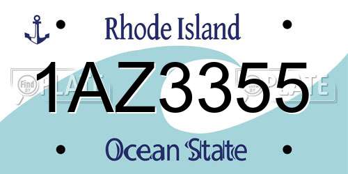 1AZ3355 Rhode Island License Plate